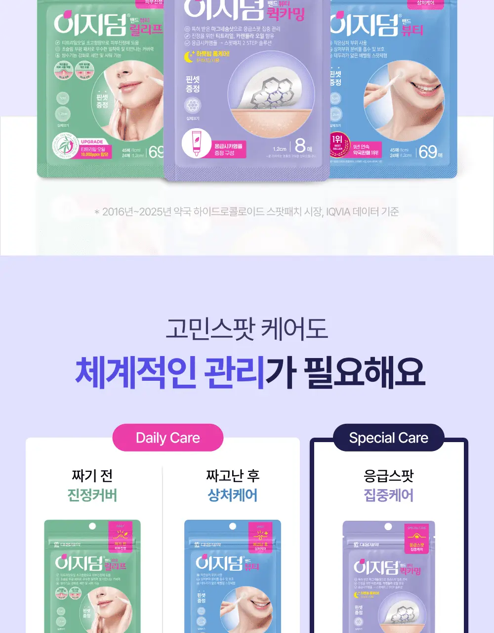 [단하루 초특가/약국 1등] 대웅제약 이지덤 스팟패치 골라담기 택1 (퀵카밍/뷰티/PDRN 주름/릴리프) 트러블패치 상세페이지 12